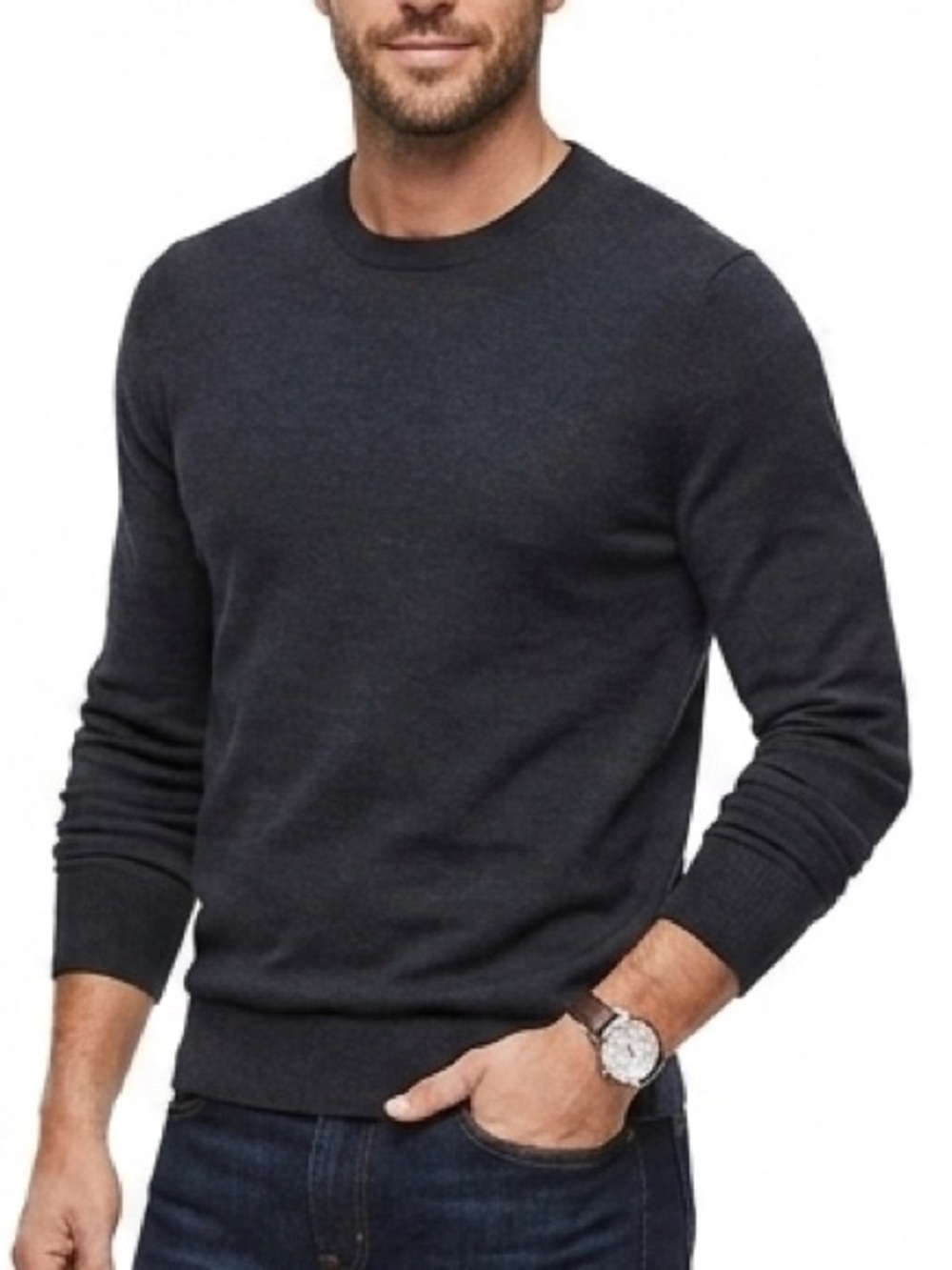 Banana Republic Blue Merino Wool Crewneck Sweater Men’s Sz M Luxurious